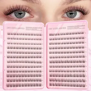 288 PCS false eyelash cluster-thick, light anime eyelashes, suitable for all eye types, soft and comfortable, suitable for novice homemade household extension, daily stage makeup, reusable, Eyelash Extensions Set, DIY Lash Cluster