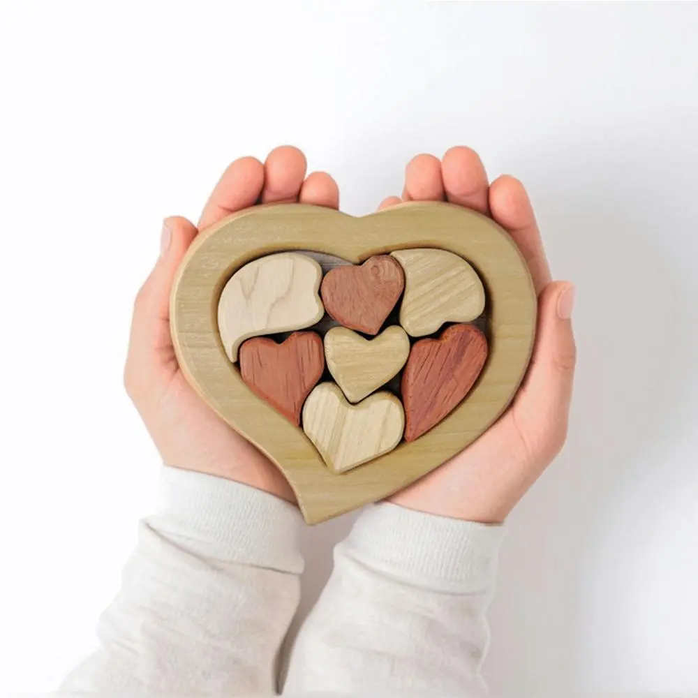 Wooden Heart Shaped Puzzle, Art Puzzles Gift, 1 Count Handmade Heart Shaped Ornament, Desktop Decoration for Home Office, Gift for Couple, Anniversary Present