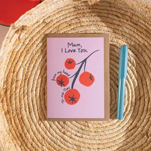 Funny Mother’s Day Pun Card, Tomato Design, Bold & Playful Greeting