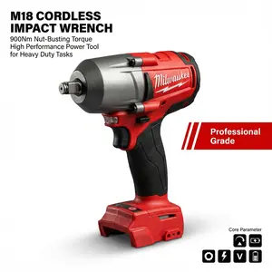 Milwaukee M18 FMTIWF12 18V Cordless Impact Wrench Suitable for Auto Repair and Steel Structure Installation Power Tool 900Nm Removal Torque Three-Speed Adjustable Compact Design