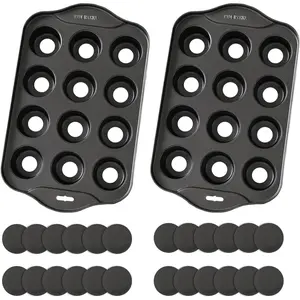2 Pack 12 Cavity Mini Cheesecake Pan Mini Muffin Baking Pan Mini Cupcake Pan with Removable Bottom Round