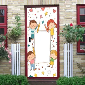 2pcs Cartoon Wall Stickers for Kids Room Cute Boys and Girls Creative Door Stickers Kindergarten Classroom Decoration Self Adhesive Removable Eco Friendly Material Children Bedroom Wall Decor Stickers B