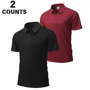Men’s 2-Pack Polo Shirts – Classic Turn-Down Collar Short Sleeve, Business/Golf/Casual Sports T-Shirts