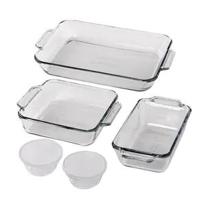 Anchor Hocking Glass Baking Dish Set - 7 Piece Glass Bakeware Set with Durable Design and Versatile Use