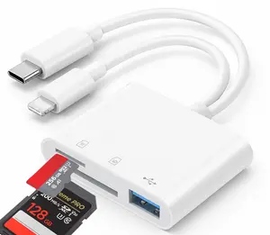 5-in-1 SD Card Reader for iPhone, iPad & Camera, USB 3.0 Adapter with SD/Micro SD Card Slots, Trail Game Camera Viewer, Plug & Play, No App Required