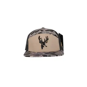 Buck 7 Panel Hardwoods II AFW Style w- 3 D Puff and Black Mesh Hat Handcrafted Cap Premium Headwear