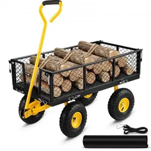 VEVOR Heavy Duty Steel Garden Cart with 900 lbs Capacity and Removable Mesh Sides