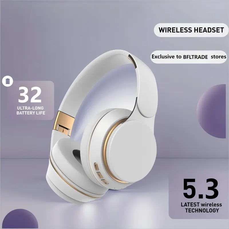 MAKUPARTIST Wireless Bluetooth Headphones, 32H Battery Life, Built-in Microphone, USB-C Charging, Sweat-Resistant Foldable High-Fidelity Bluetooth-Compatible Computer Headset for Phones, Laptops, Wireless Headphones tiktokshopbacktoschool