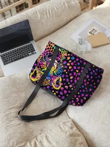 Leopard Print Tote Bag, 2024 New Style Large Capacity Travel Bag, Portable Overnight Bag, Fashion Travel Bag, Yoga Training Bag for Women Men, Sport Yoga Bag, Athletic Bag