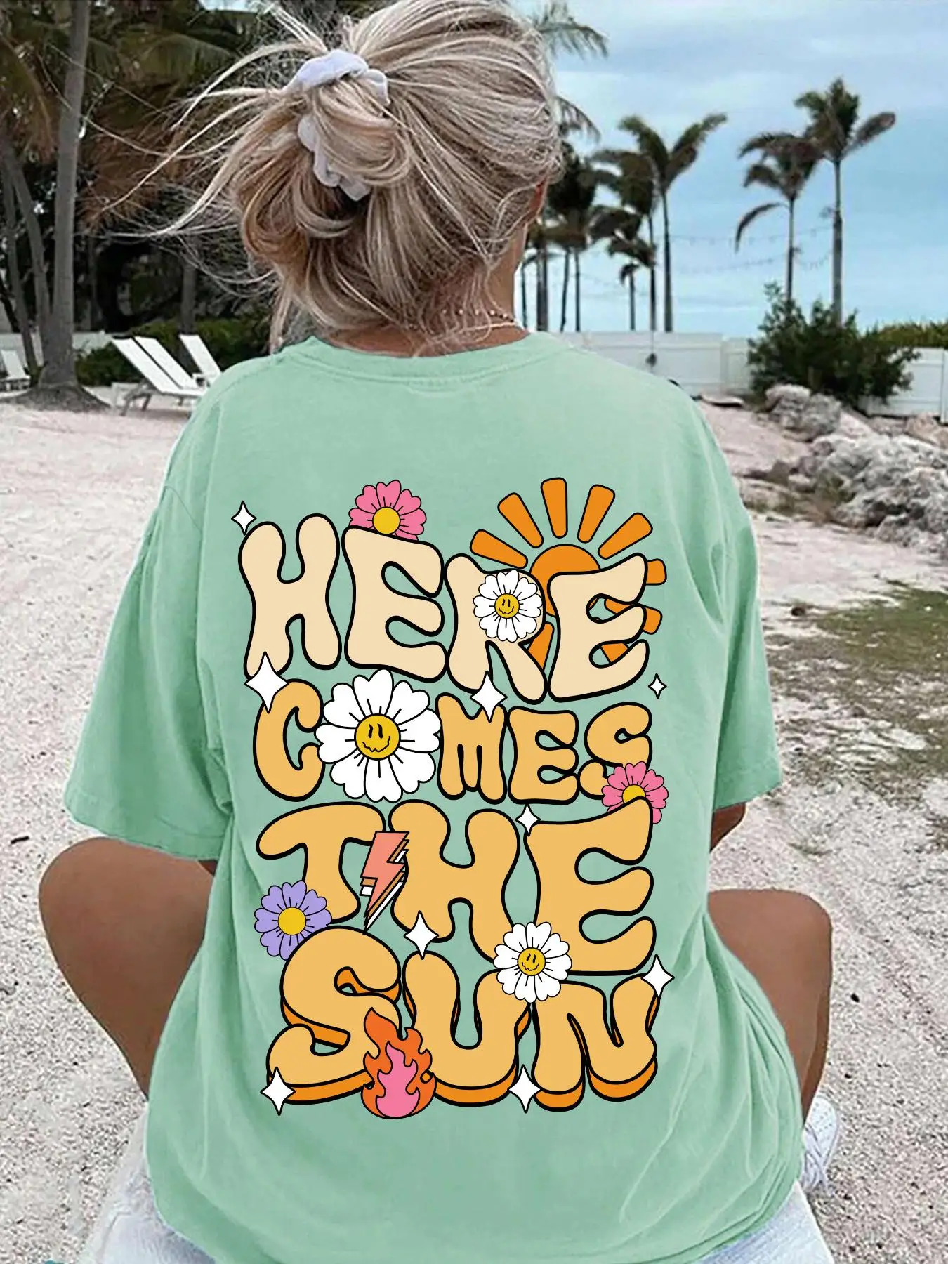 Women's Floral & Letter Print Round Neck Graphic Tee, Vintage Trendy Casual Drop Shoulder Half Sleeve T-shirt For Daily Wear, Ladies All Seasons Outfi