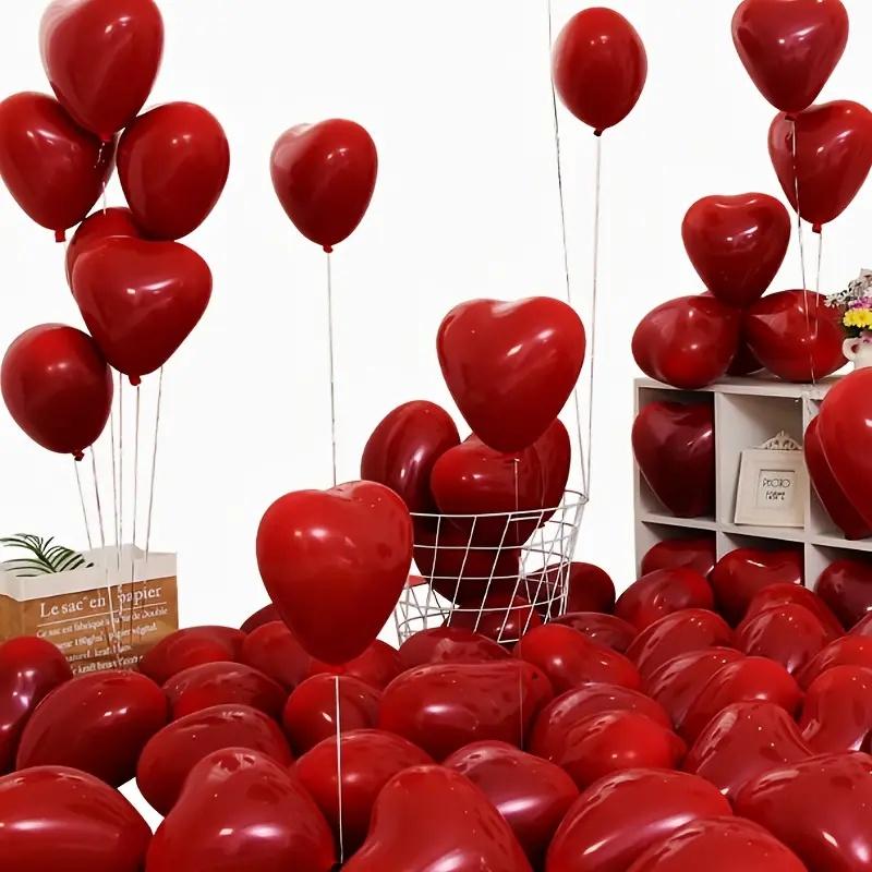 30 Romantic Heart Balloons, 10 Inch Latex Non-Burst Heart Balloons, Perfect for Valentine's Day, Reusable, Wedding, Birthday, Indoor Celebrations