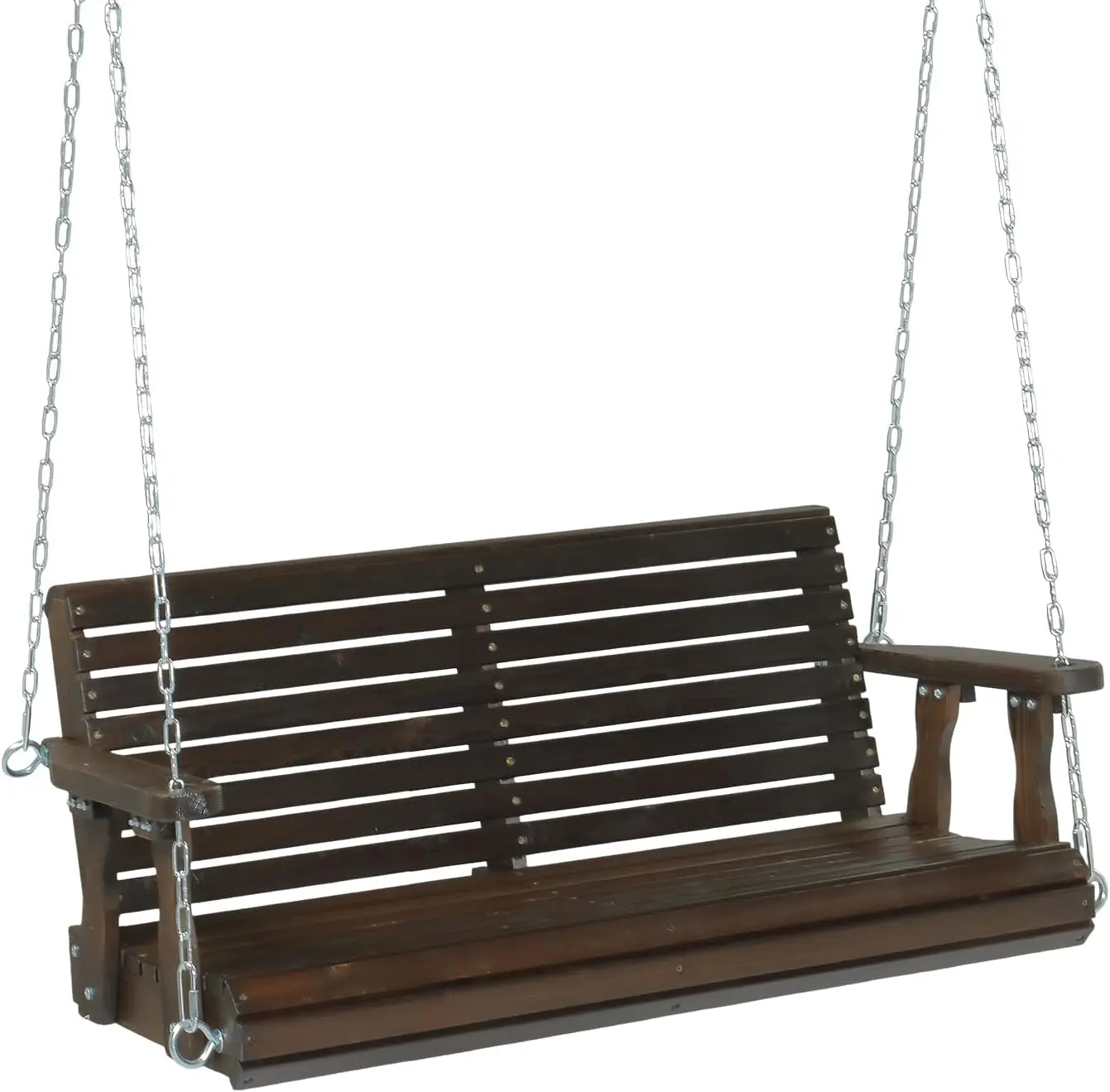 VINGLI Upgraded Patio Wooden Porch Swing for Courtyard & Garden, Heavy Duty 880 LBS Swing Chair Bench with Hanging Chains for Outdoors