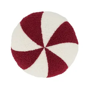 212 MAIN Minty Delight Peppermint Candy Poly-Filled Throw Pillow - Red & White Decorative Cushion, Whimsical Home Decor, Candy-Colored Standard Pillow for Home Use