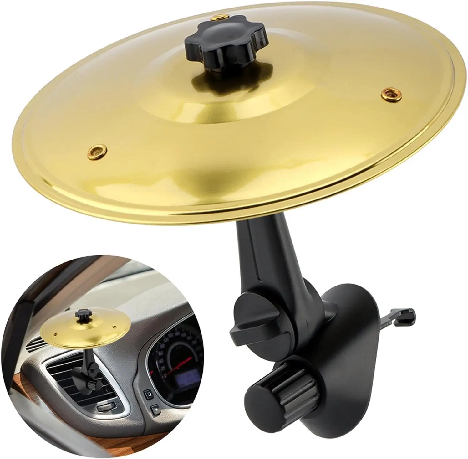 CarCymbal - Fun Air Vent Clips Drum Cymbal, Easy Clip-On Mini Cymbal for Music Lovers, Compact Durable Car Accessory for All Types Of Vehicles, Easy I