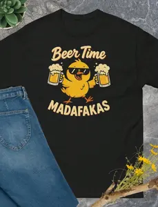 Beer Time Madafakas T-Shirt, Funny Chick Goose Meme Tee, Vintage Beer Humor Shirt