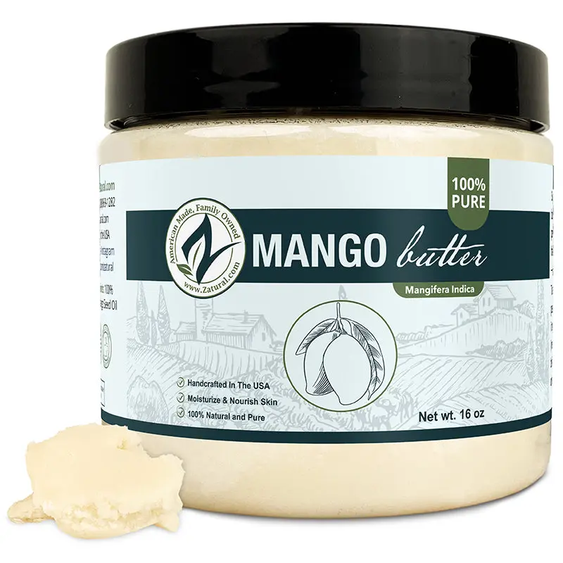 Zatural Mango Butter - 100% Raw & Unrefined for Skin & Hair Care - Rich Moisture, Vitamins A & C, Antioxidants, Natural Emollient