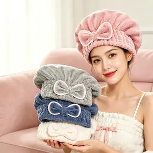 Women's 3-Piece Absorbent Soft Fast-Drying Plain Turban Towel Caps, 1 Size Fits All, for Nighttime Wet Hair (Sports Headband Accessory)