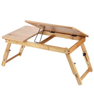 Portable Foldable Wooden Bamboo Laptop Table Sofa Bed Office Laptop Stand Holder Adjustable