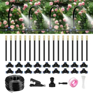 60Ft Drip Irrigation System for Garden  360 Bendable Automatic Watering Kit with 18 Adjustable Nozzles, Misting Hose for Greenhouse, Lawn, Yard &  (60 FT)
