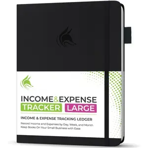 Income & Expense  Large - Accounting & Bookkeeping Ledger Book for Small Business - 2-Year Record Notebook, A4 (Black)