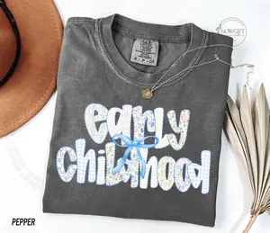 Comfort Colors® Early Childhood Shirt, Daycare Teacher T shirt, Coquette Bow Early Childhood Educator Shirt, Toddler Teacher Team Shirts