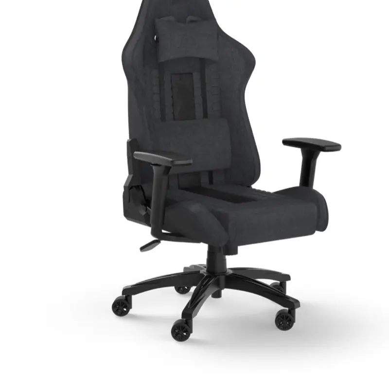 Corsair TC100 Relaxed Gaming Chair - Fabric, Racing-Inspired Design, Black/Gray, Ergonomic, Adjustable Height, Fixed Back, Foam Seat