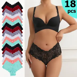 Women’s Lace Panties 18pcs Low-Waisted Sexy Underwear - Soft Breathable Skin-Friendly Fabric, Perfect for Daily Use & Everyday Wardrobe | Versatile Stylish Design, Ideal Gift for Her | Trending Value Bundle Womenswear Bridal