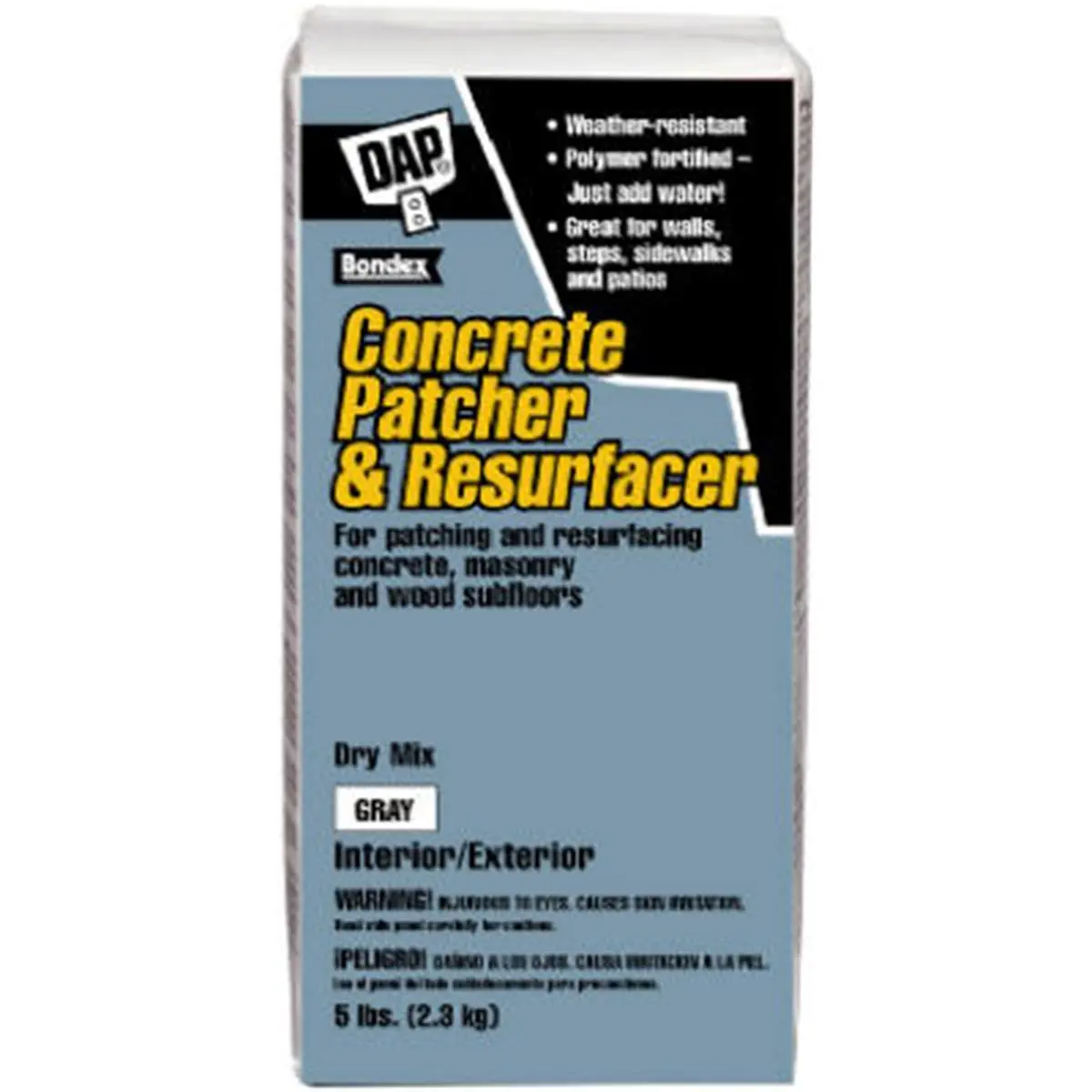 DAP 10468 Dry Mix Concrete Patcher-Resurfacer, 9.65 lbs, Fast-Setting, for Patios, Steps, Brick & Stone Surfaces, Feathered Edge Capability, Ideal for DIY Users (Home Improvement Building Supplies), Patio