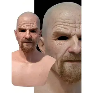 Mr White Bald Mask For Men, Old Man Headgear, Cosplay Props, Photography Accessories, Real, New(Sheets)