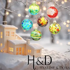 H&D HYALINE& DORA 6pcs Hand-Blown Glass Ornaments Balls Hanging Friendship Balls Glass Witches Balls Gazing Balls Spring Decor for Home Window Outdoor Garden Patio Decor Decoration
