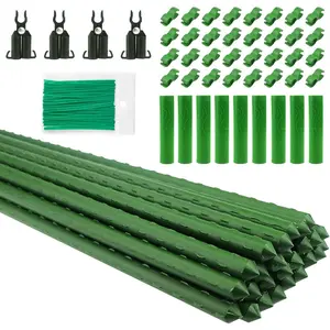 26 count 57" Garden Support Stakes Plastic Coated Deformable Climbing  Trellis  Climbing Frame for Tomato Cucumber Eggplant Vine Vegetable (57 Inch)