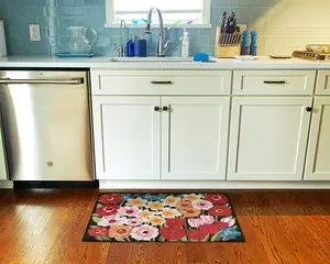 Lush Decor FRONTPORCH Indoor/Outdoor Hand Tufted Synthetic Blend Durable Mat - Transitional Graphic Botanical Floral Colorful   (Flower Patch)