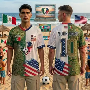 Custom Half USA Half Mexico Football Jersey, Personalized Binational Football Shirt