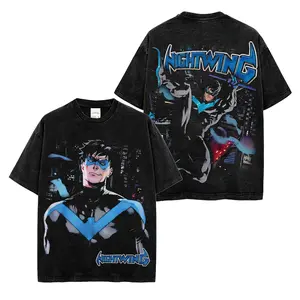 Nightwing V2 High-Quality Acid Washed Shirt, Dick Grayson Graphic Shirt, Robin Comic T-Shirt, Character Comics Fans Shirt, Superhero T-Shirt, Comic Book Fans T-Shirt, Superhero Graphic Tee