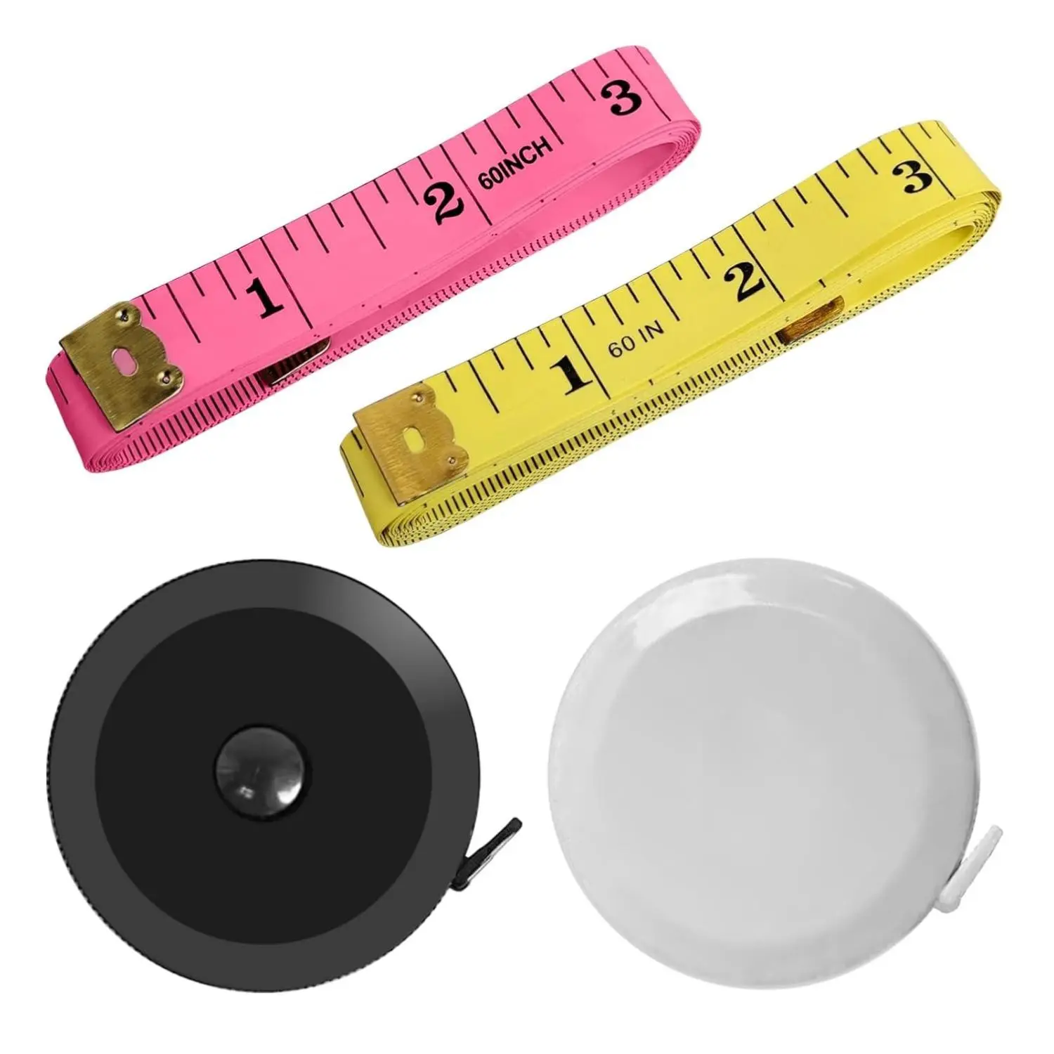 4-Pack Fiberglass Retractable Soft Measuring Tapes, 60in/150cm Dual-Scale Compact Pocket Sewing Tools for Tailors, Crafters, Body Measurement, 60 Inches