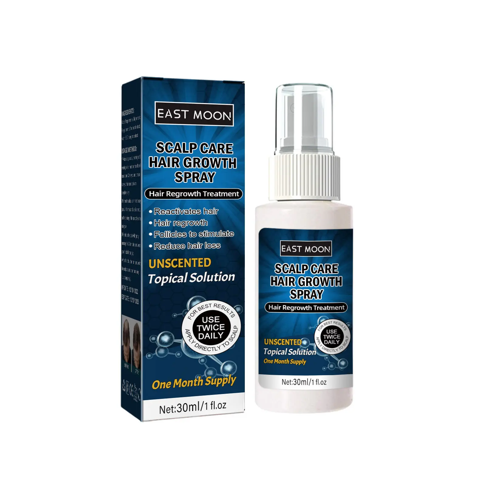 Hair Growth Spray, Can be Used on Hair and Beard, to Speed Uphair Growth 30ml