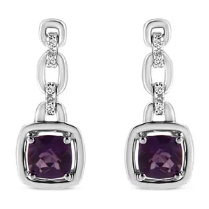 Haus of Brilliance Amethyst & Diamond Earrings,Sterling