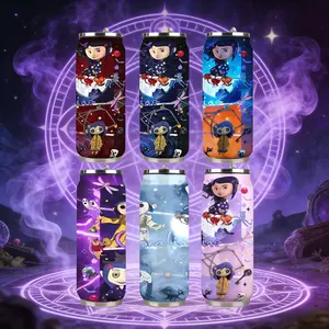 1pc 17oz Coraline Gothic Fantasy Can-Shaped Stainless Steel Insulated Tumbler with Straw, Leakproof Insulated Tumbler, 9 Spooky Prints, Double Wall Vacuum Insulation, Perfect Gift for Coraline Fans, Gothic Aesthetic Lovers & Dark Fantasy Enthusiasts