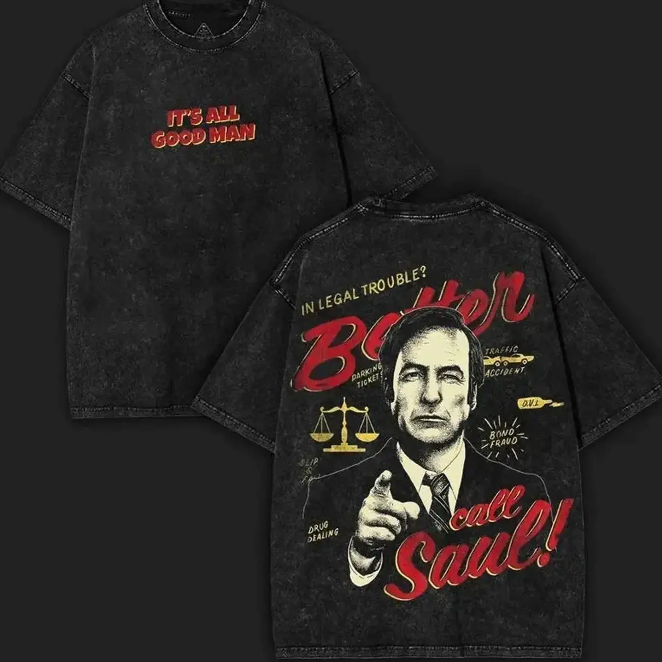 Better Call Saul Vintage T-Shirt – Retro Lawyer Graphic Tee for Fans, Unisex Y2K Streetwear Casual Menswear Back Print Style Shirt