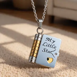 Little Star Book Pendant Locket Necklace Inspirational Love Jewelry Graduation Gift Heartfelt Page Surprise for Daughter