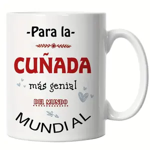 1pc Spanish-Inspired Ceramic Coffee Mug 11.1oz - Humorous Sister-in-Law Gift, Ideal for Camping, Picnics, Travel - Durable, Microwave Safe