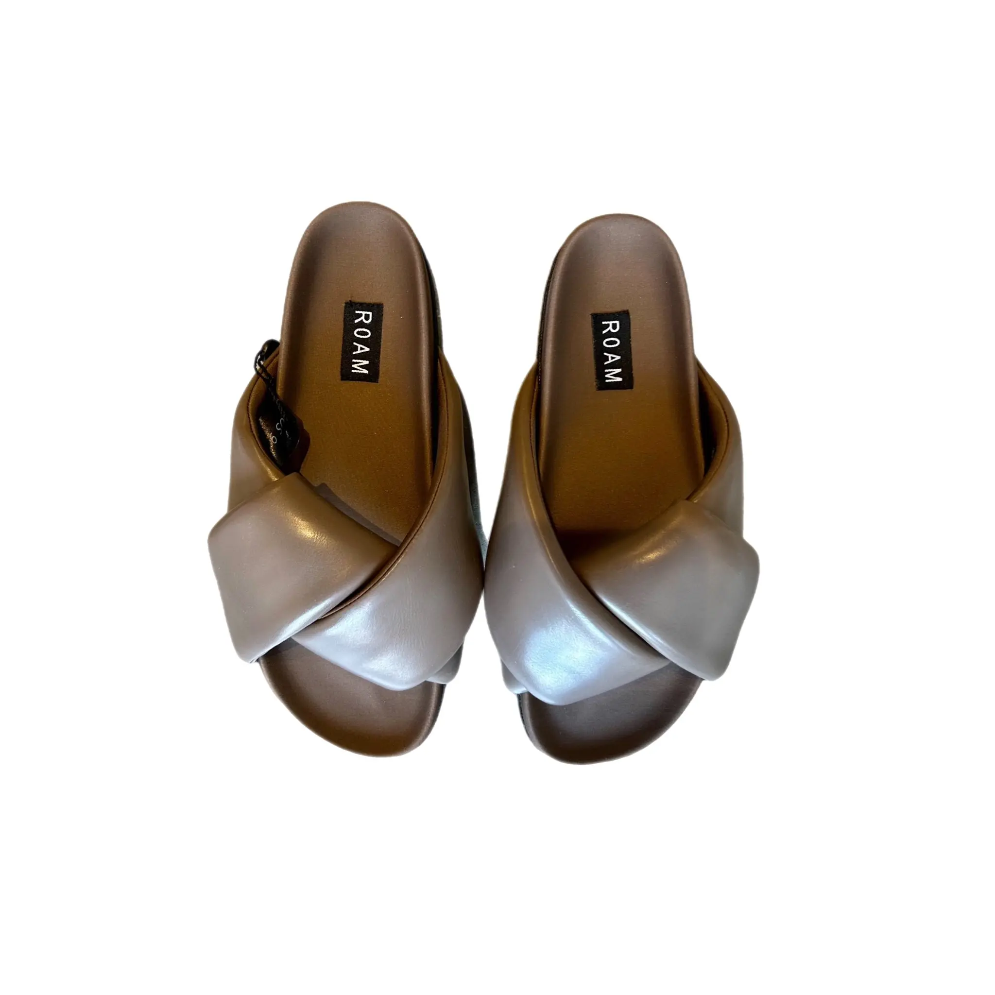 Foldy Puffy Sandals Taupe Vegan Leather