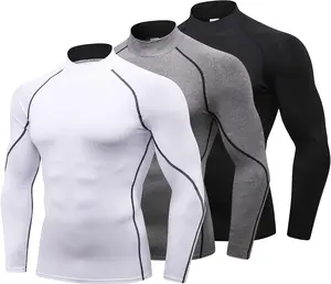 LANBAOSI 3 Pack Mens Mock Turtleneck Compression Shirts Long Sleeve Sun Protection Shirts Cooling Workout Gym Tops Undershirt