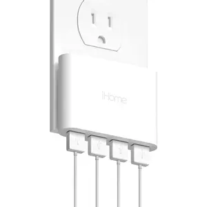 Ihome Slim 4-Port USB Wall Charger, AC Pro Multiport Plug Adapter, Phone Charging Block with 4 Ports, Flat USB Wall Adapter for Home & Travel iHome by Lifeworks Technology