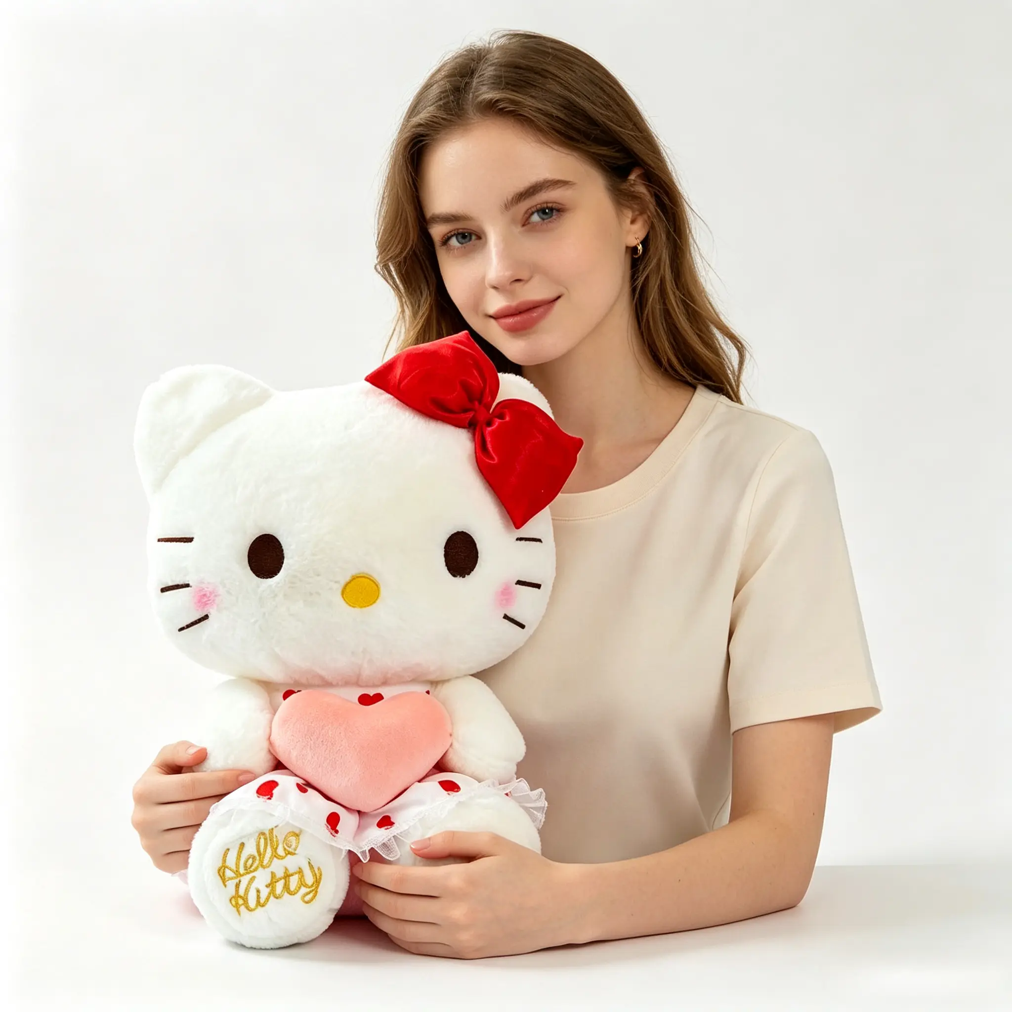 Sanrio Hello Kitty 15.75 Inch Plush Doll Soft Cuddly Stuffed Toy Kawaii Room Decor Gift for Girls & Teens