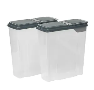 2-Pack Cereal Keeper, Plastic, 24 Cup - Dark Gray Lid, Kitchen Organizer - Organiser, Boxes Containers Set