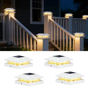 MATULSA 4Pcs Solar Post Cap Lights Outdoor with 2 Lighting Modes, Solar Fence Post Lights Waterproof, Deck Post Lights Fits 4×4 Wood/Vinyl Posts, Ideal for Garden Patio Porch