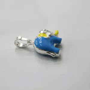 925 Sterling Silver Elephant Charm Pendant - Auspicious Enamel Detail, Mini Size Gifts, Luxury Mini Design