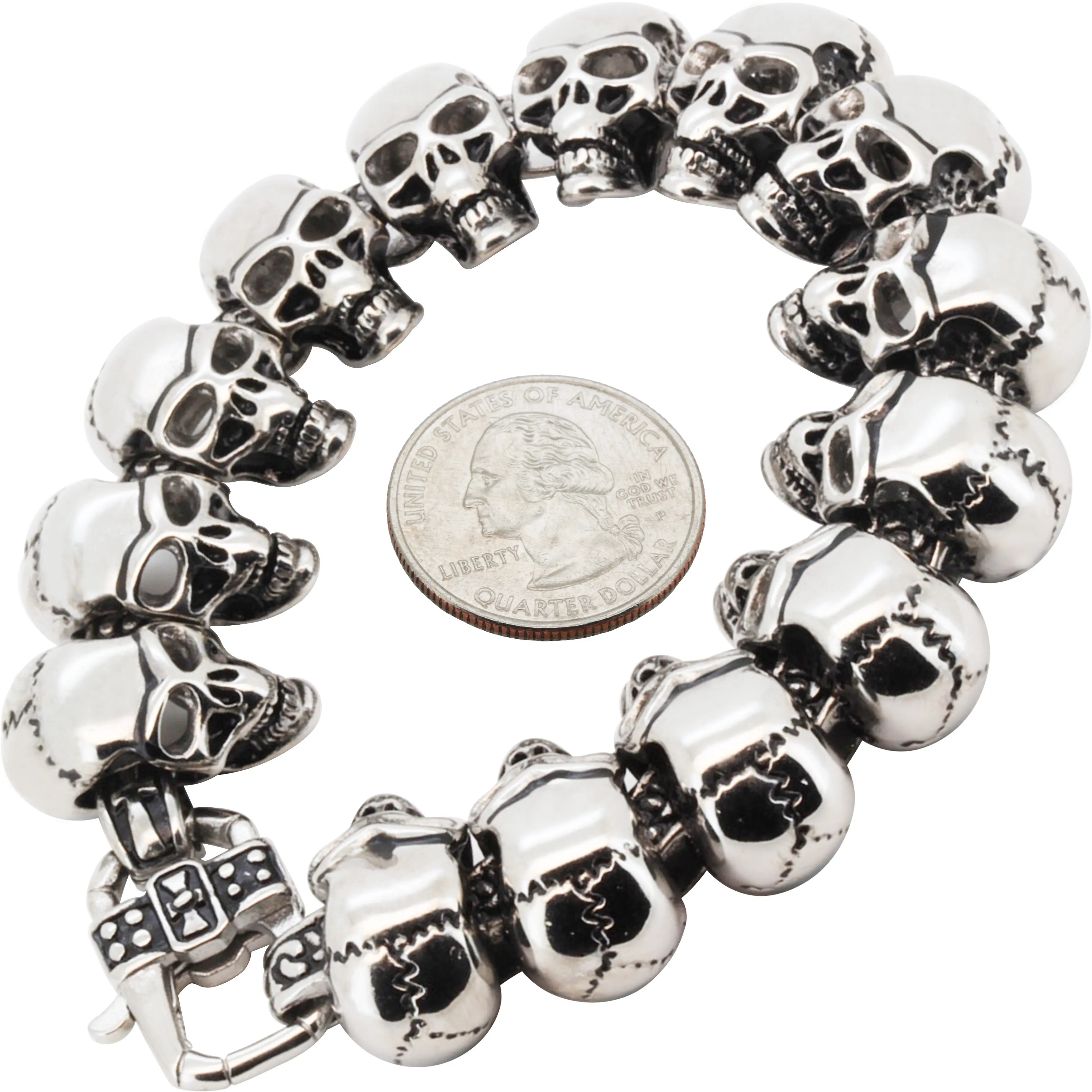 316L Stainless Steel 23mm Skull Head Bracelet 8.5”