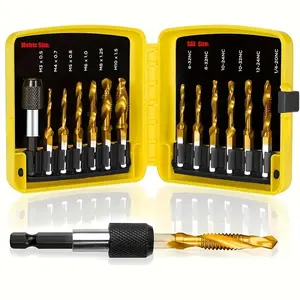 Titanium Alloy Combination Drill & Tapping Tool Kit, Quick Change Adapter, Suitable for Thread Drilling, Tapping and Deburring, Countersinking, Professional Tool Kit